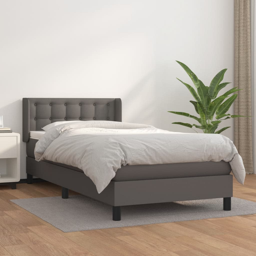 Krevet s oprugama i madracem sivi 100x200 cm od umjetne kože