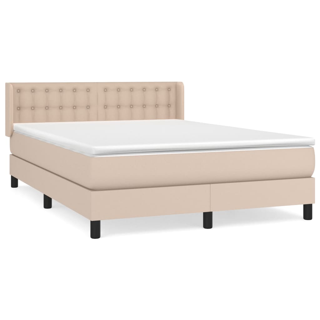 Krevet s oprugama i madrac cappuccino 140x190cm od umjetne kože
