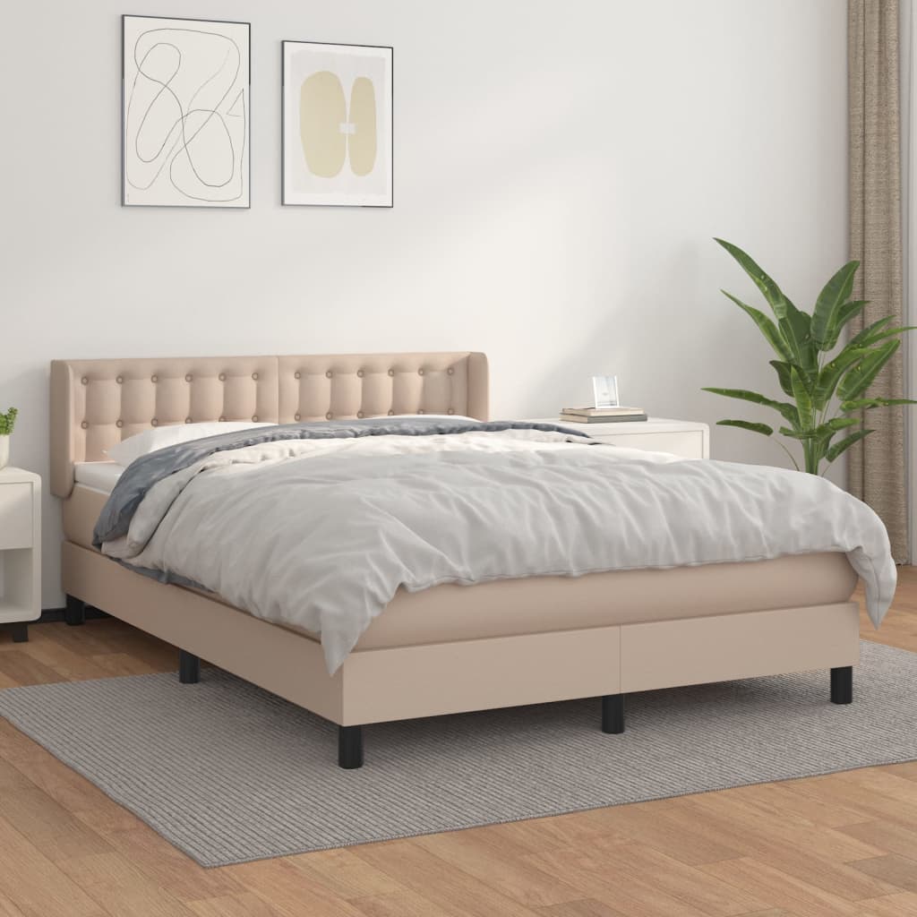 Krevet s oprugama i madrac cappuccino 140x190cm od umjetne kože