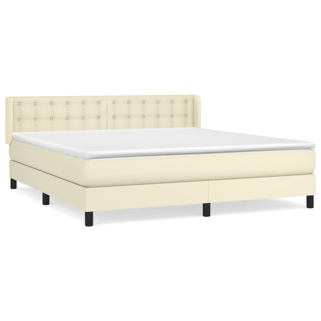 Krevet s oprugama i madracem krem 160x200 cm od umjetne kože