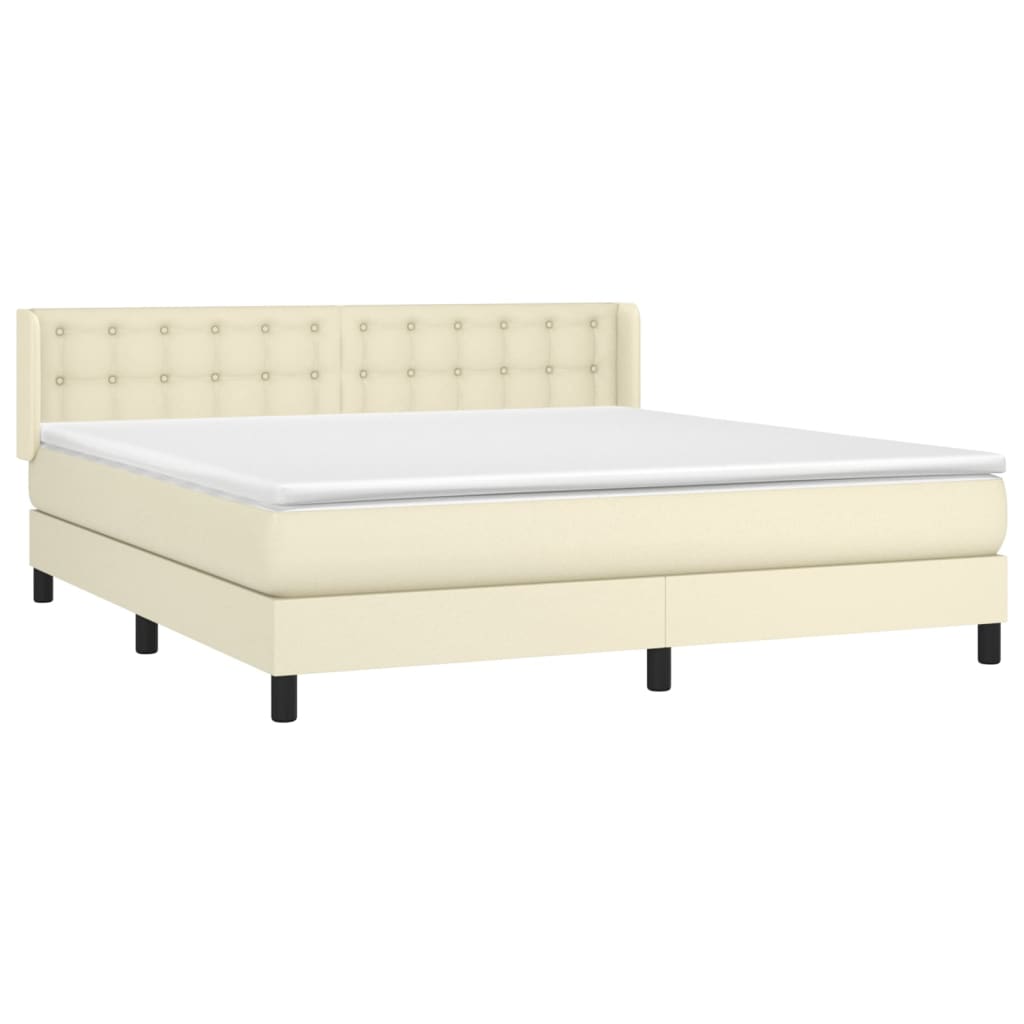 Krevet s oprugama i madracem krem 160x200 cm od umjetne kože