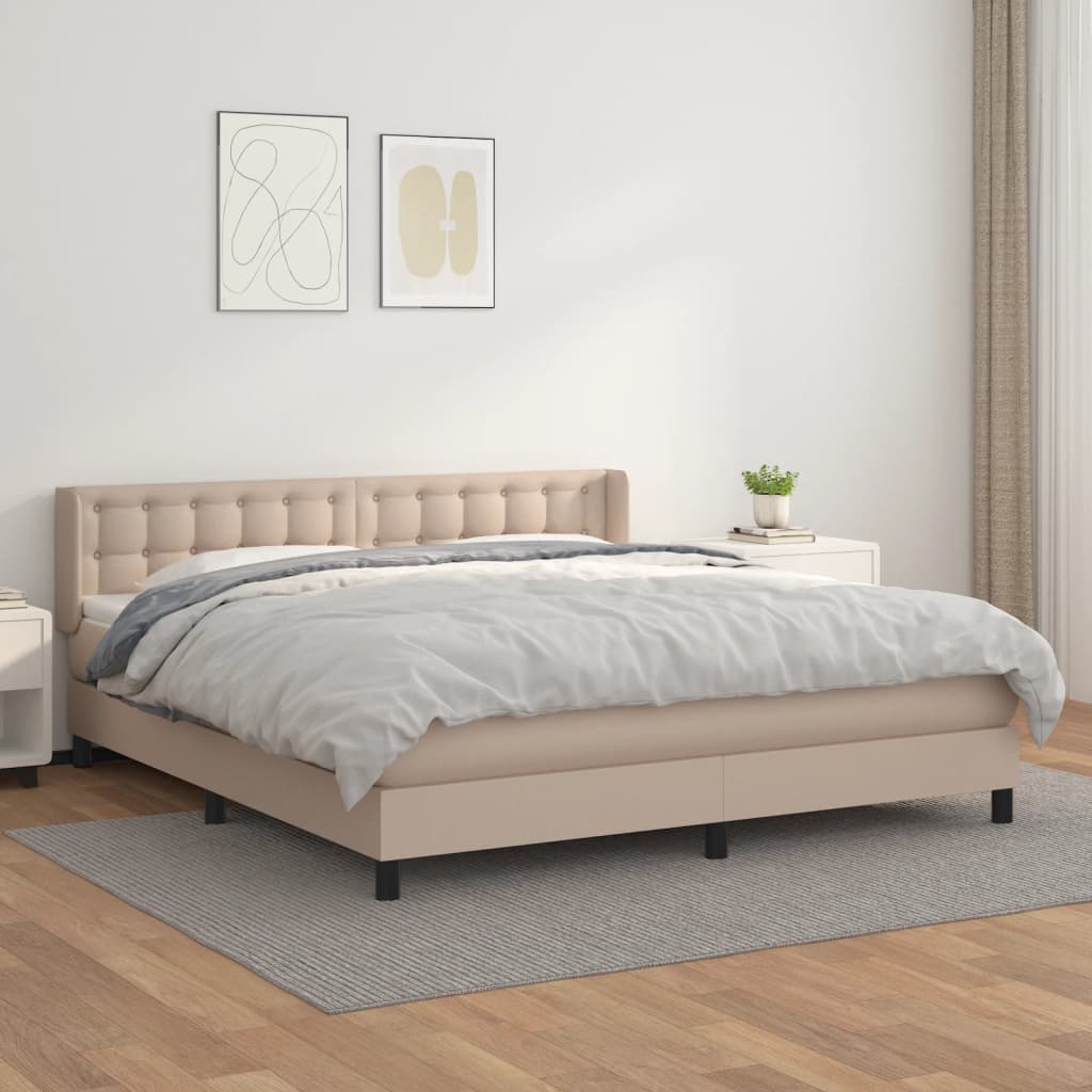 Krevet box spring s madracem cappuccino 180x200 cm umjetna koža