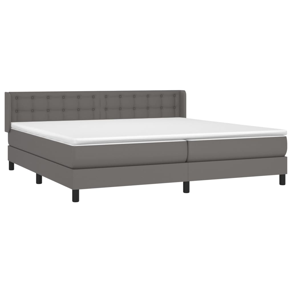 Krevet s oprugama i madracem sivi 200x200 cm od umjetne kože