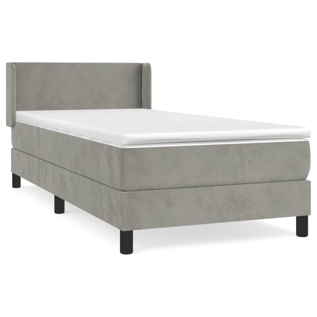 Box spring krevet s madracem svjetlosivi 80 x 200 cm baršunasti