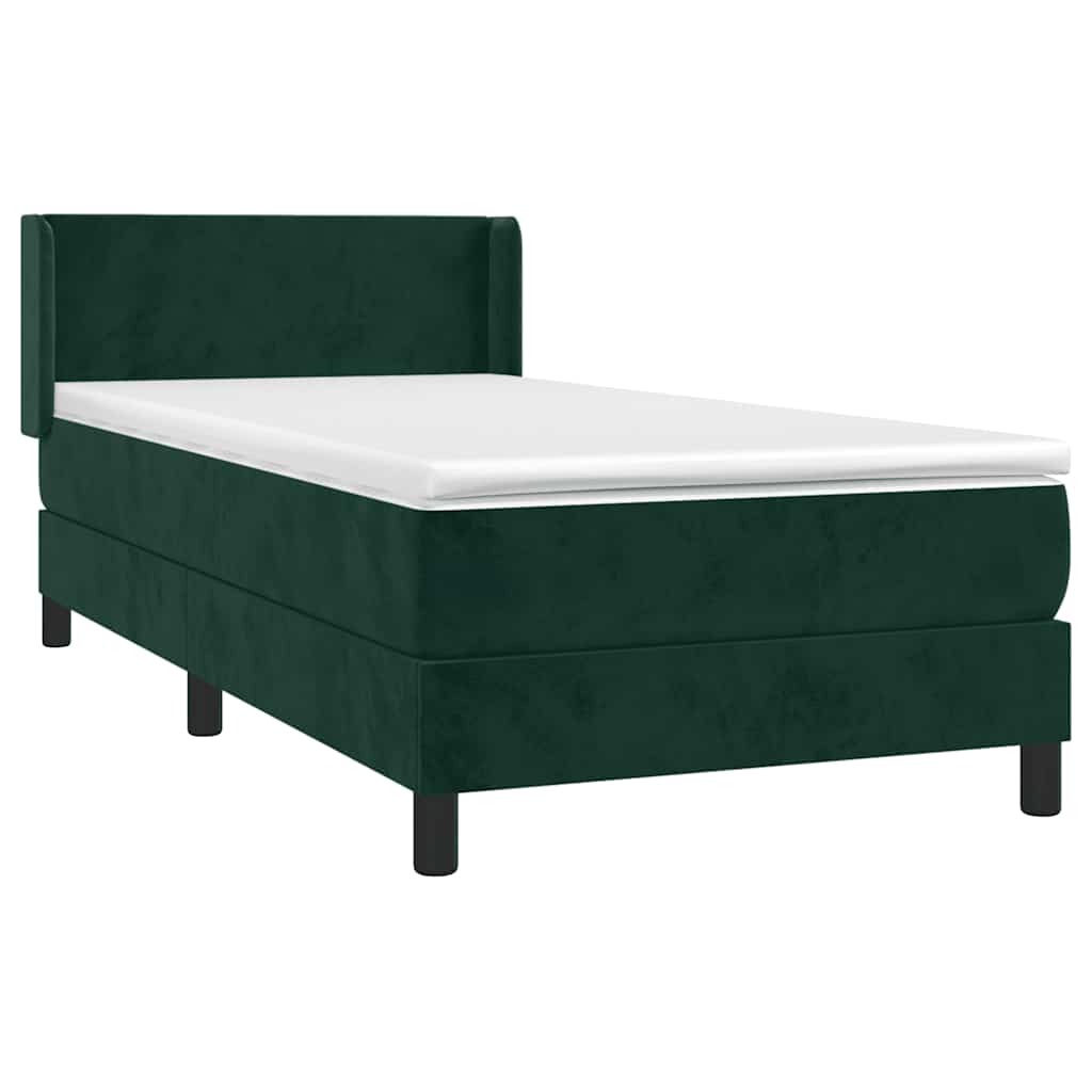 Box spring krevet s madracem tamnozeleni 80 x 200 cm baršunasti