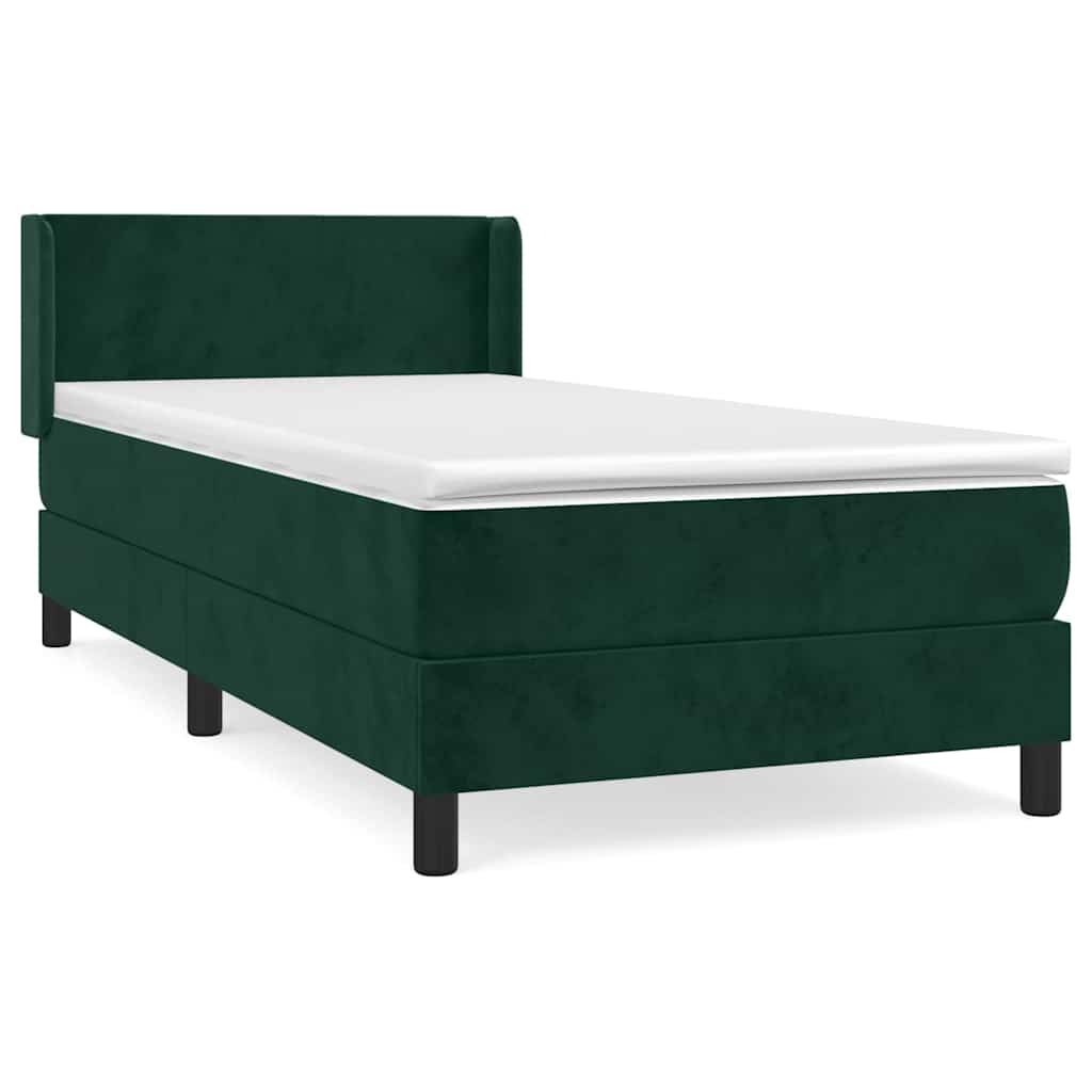 Box spring krevet s madracem tamnozeleni 90x200 cm baršunasti