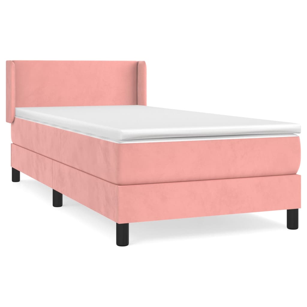 Box spring krevet s madracem ružičasti 90x200 cm baršunasti