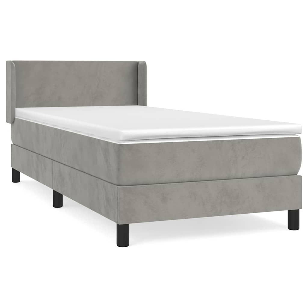 Box spring krevet s madracem svjetlosivi 100x200 cm baršunasti