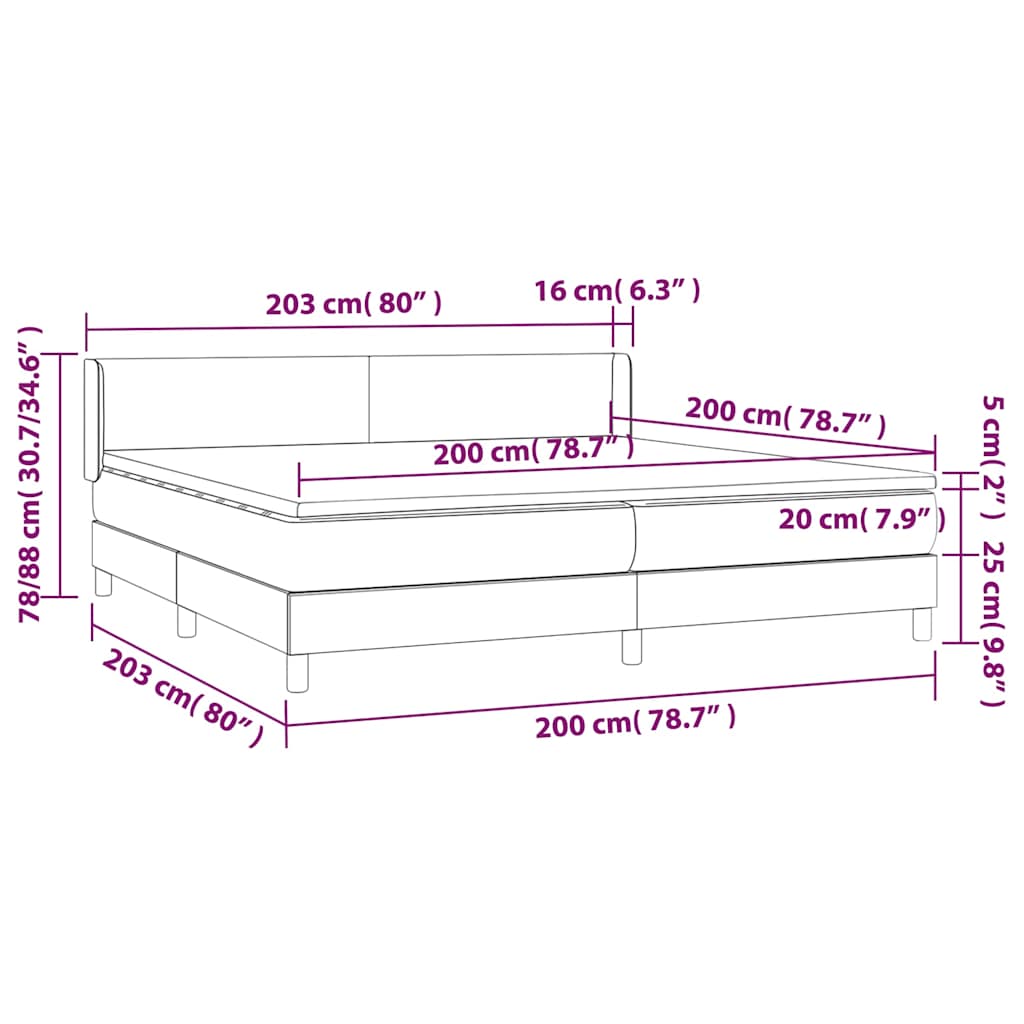 Krevet s oprugama i madracem tamnoplavi 200x200 cm baršunasti
