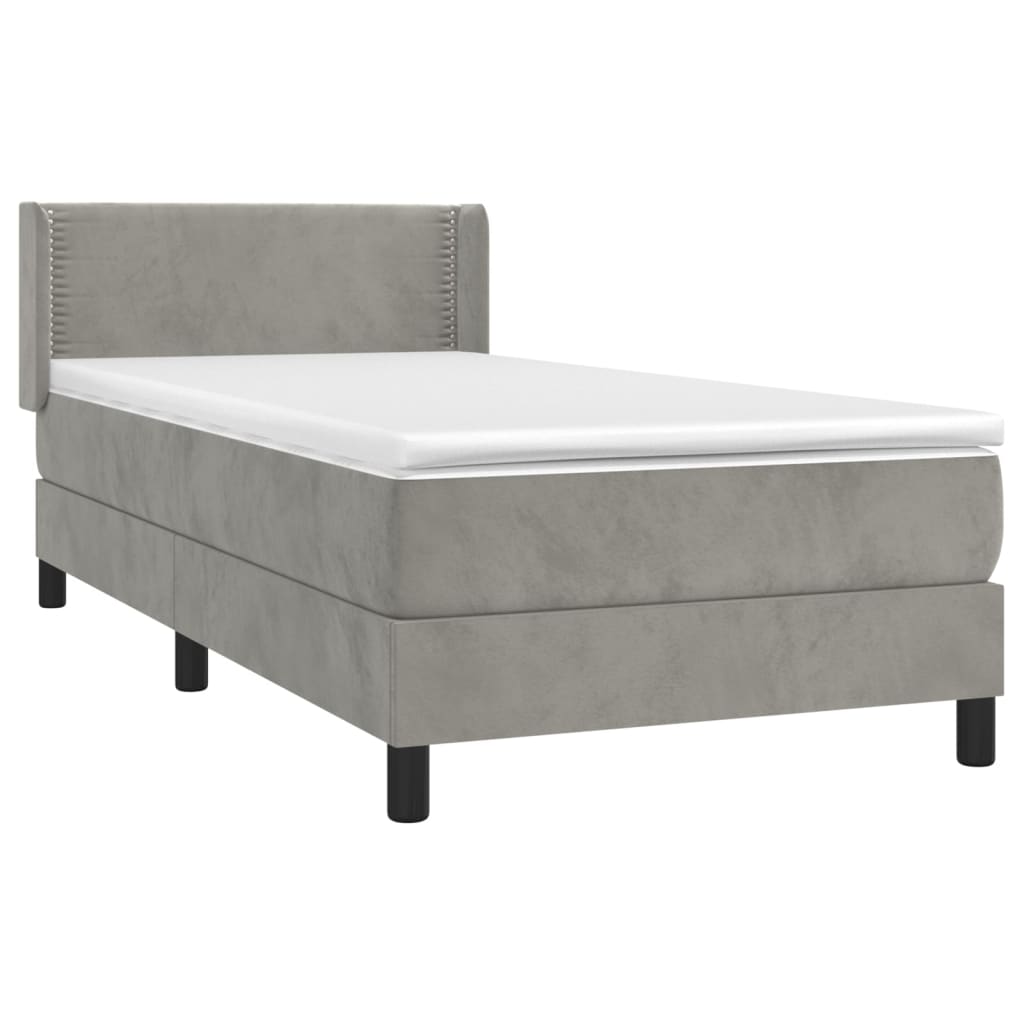 Box spring krevet s madracem svjetlosivi 100x200 cm baršunasti