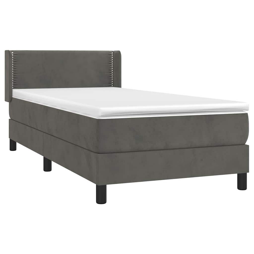 Box spring krevet s madracem tamnosivi 100x200 cm baršunasti