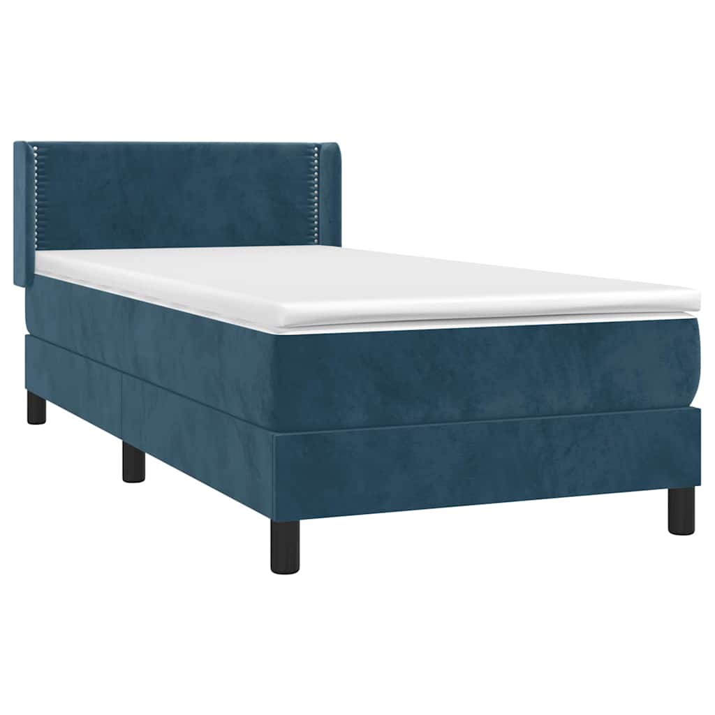 Box spring krevet s madracem tamnoplavi 100x200 cm baršunasti