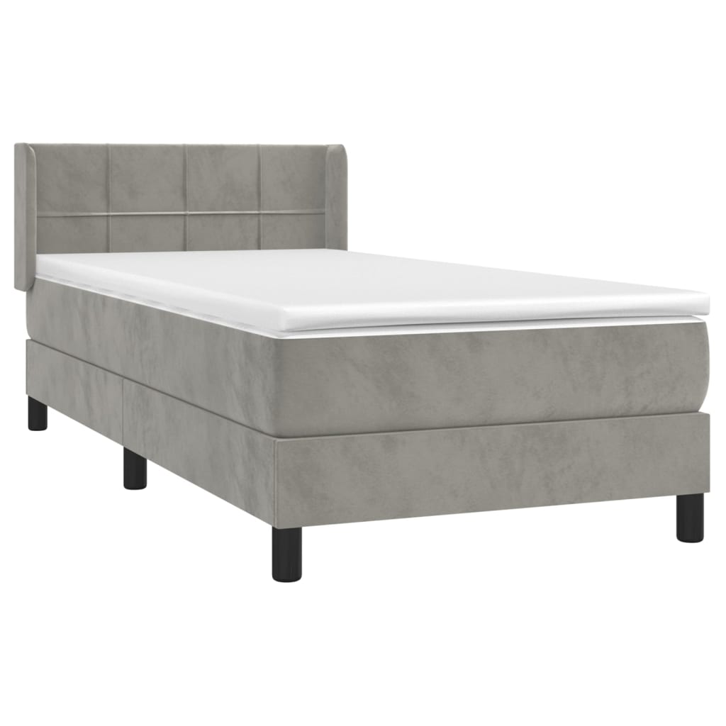 Box spring krevet s madracem svjetlosivi 80 x 200 cm baršunasti