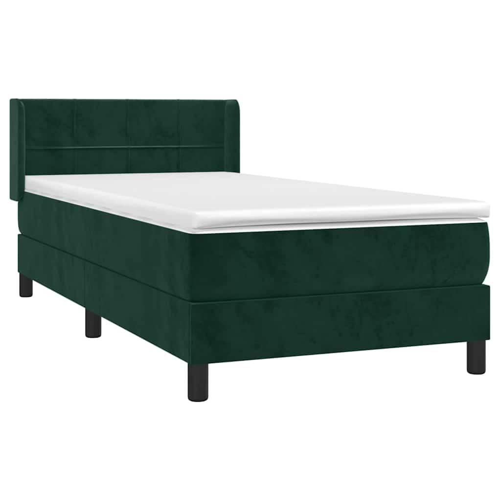 Box spring krevet s madracem tamnozeleni 90x190 cm baršunasti