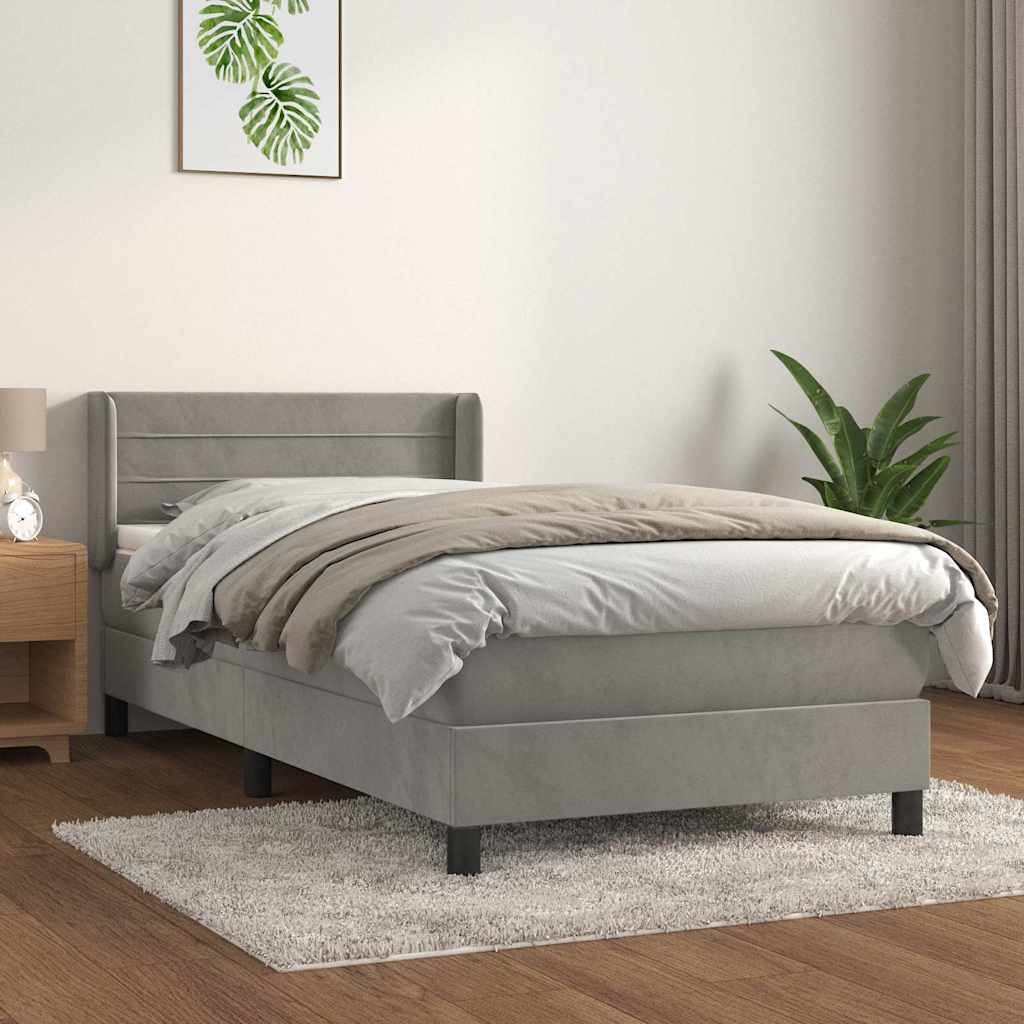 Box spring krevet s madracem svjetlosivi 80 x 200 cm baršunasti