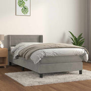 Box spring krevet s madracem svjetlosivi 80 x 200 cm baršunasti