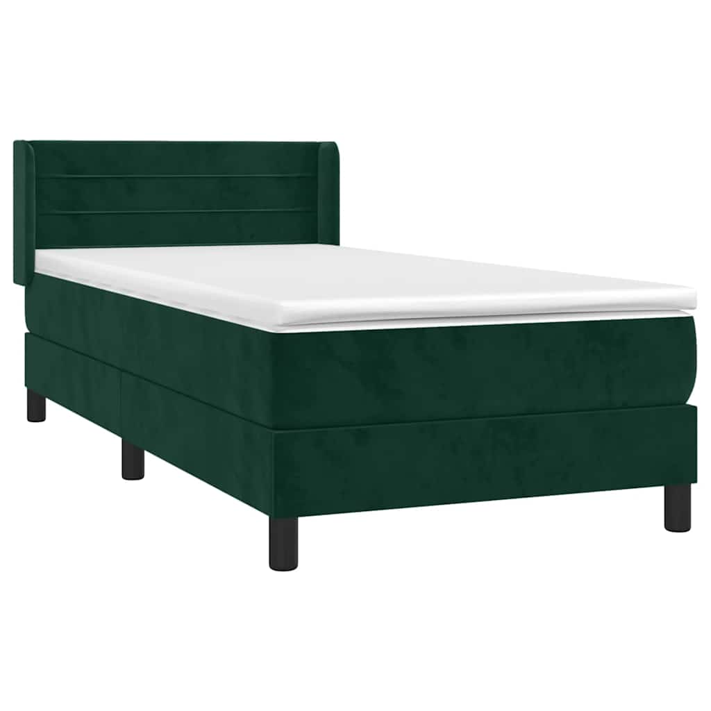 Box spring krevet s madracem tamnozeleni 80 x 200 cm baršunasti