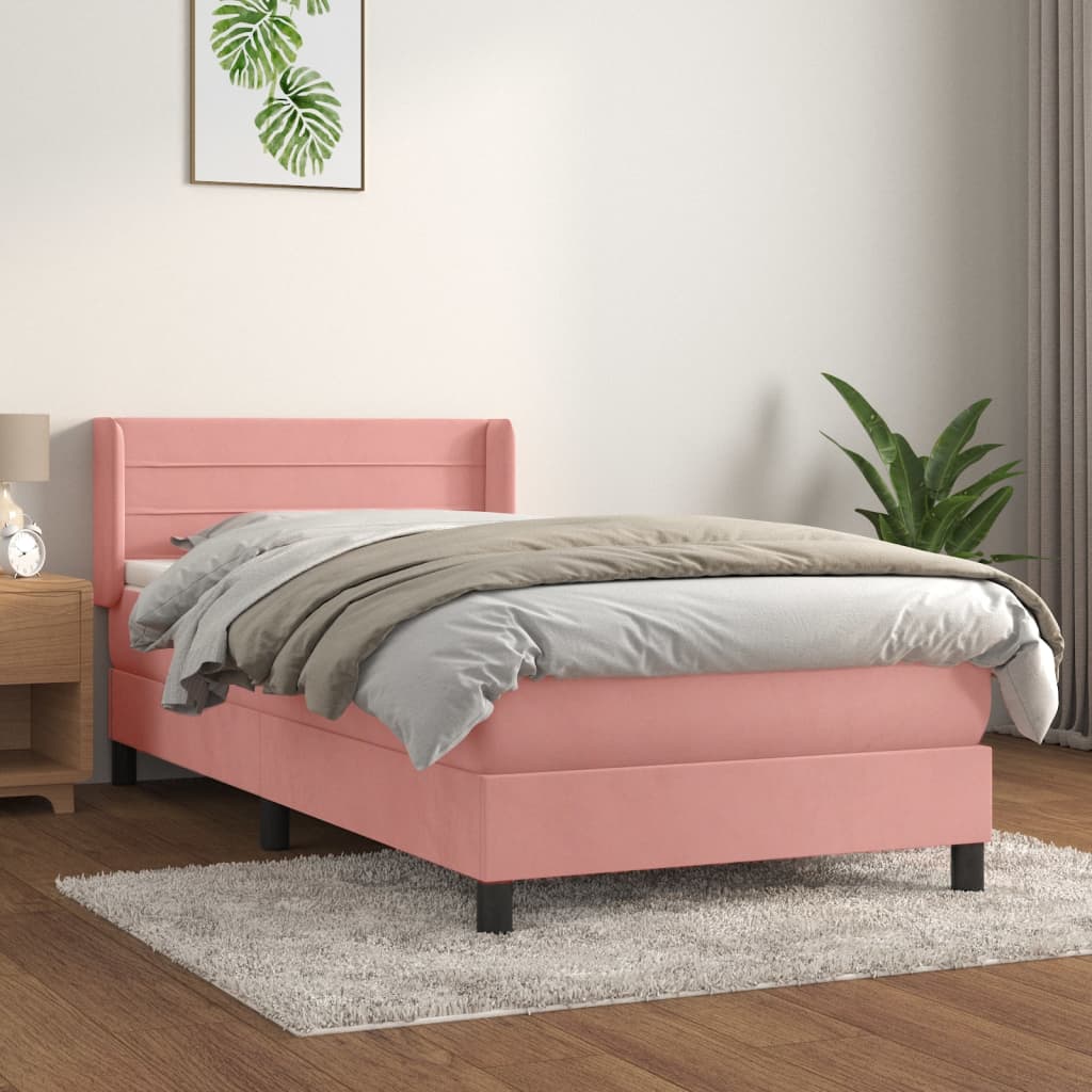 Box spring krevet s madracem ružičasti 80 x 200 cm baršunasti