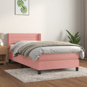 Box spring krevet s madracem ružičasti 90x200 cm baršunasti