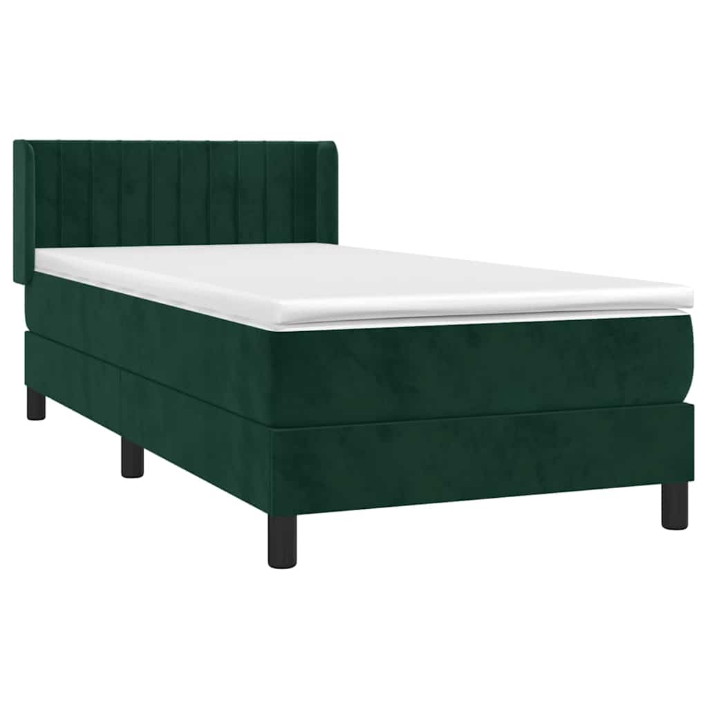 Box spring krevet s madracem tamnozeleni 90x190 cm baršunasti