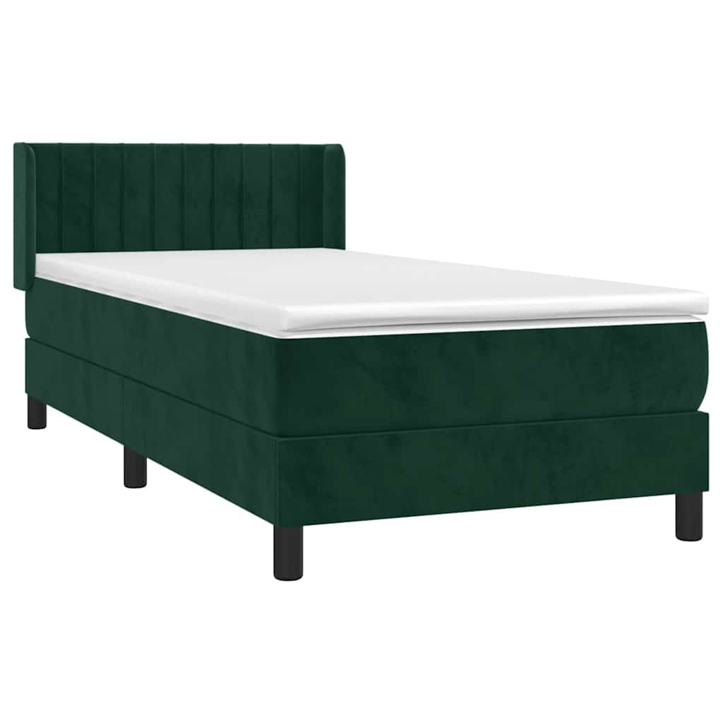 Box spring krevet s madracem tamnozeleni 100x200 cm baršunasti
