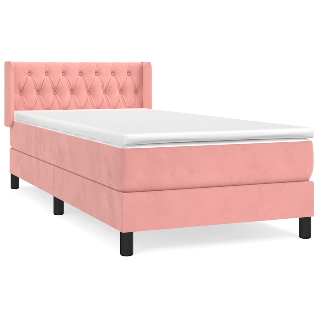 Box spring krevet s madracem ružičasti 90x200 cm baršunasti