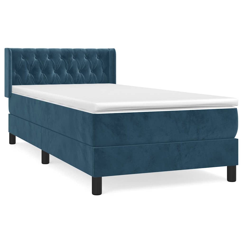 Box spring krevet s madracem tamnoplavi 100x200 cm baršunasti