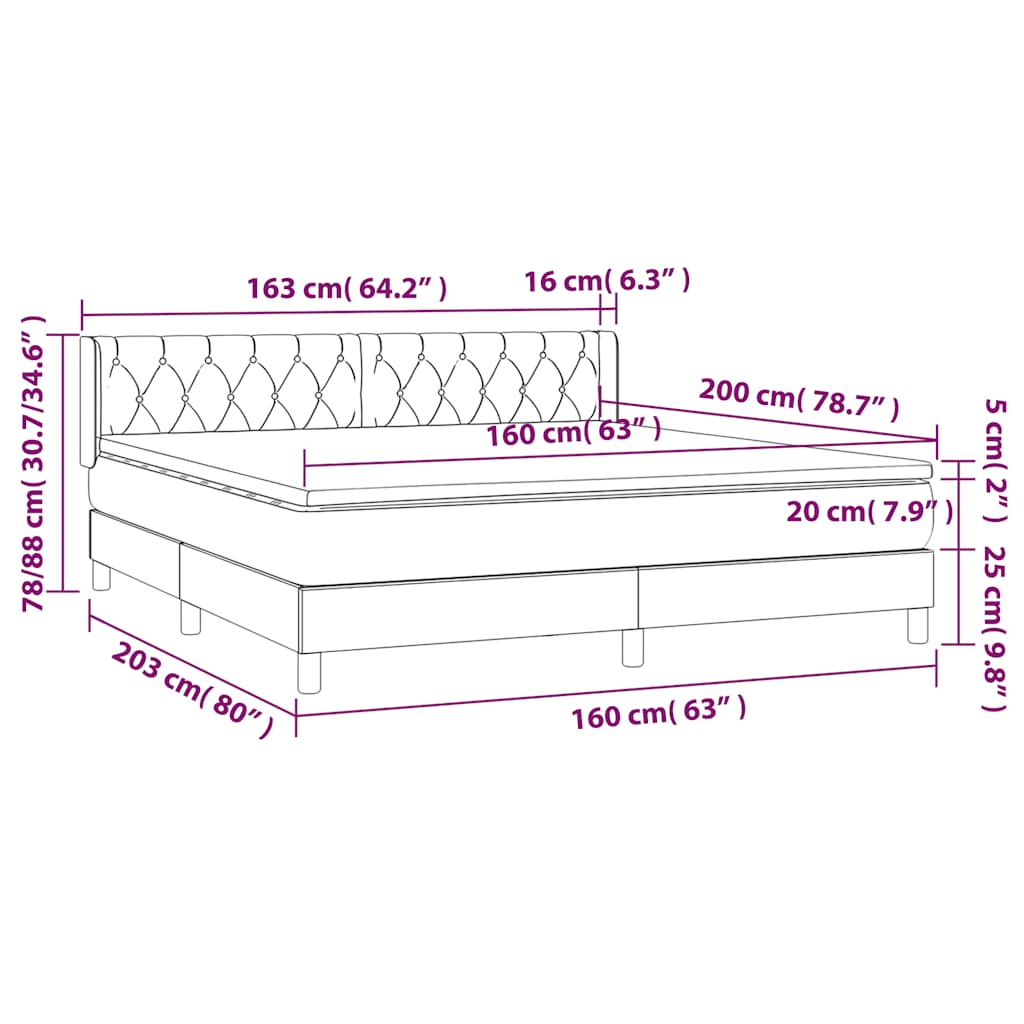 Krevet s oprugama i madracem tamnozeleni 160x200 cm baršunasti