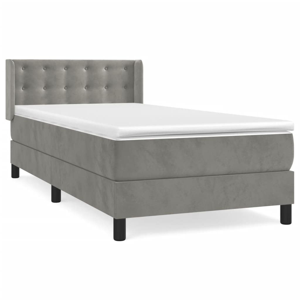 Box spring krevet s madracem svjetlosivi 80 x 200 cm baršunasti