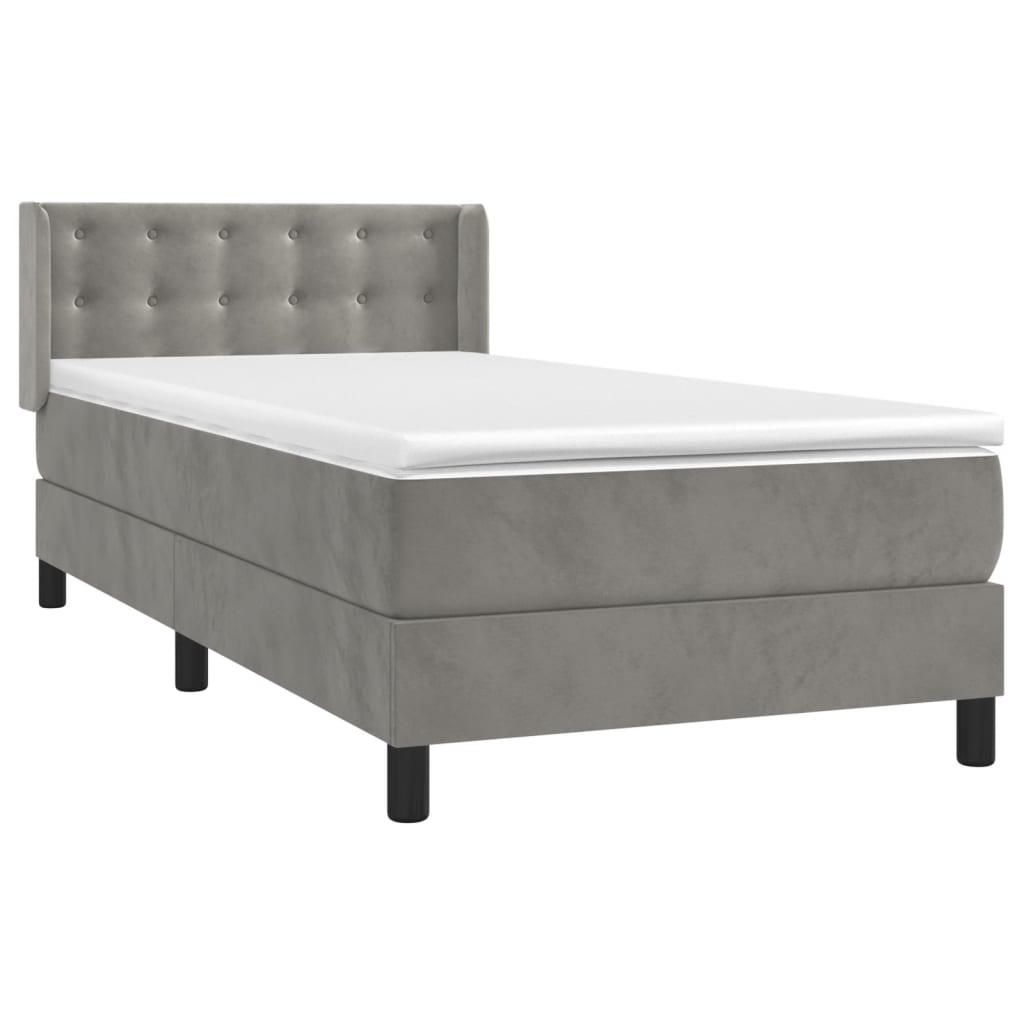Box spring krevet s madracem svjetlosivi 80 x 200 cm baršunasti