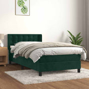 Box spring krevet s madracem tamnozeleni 90x200 cm baršunasti