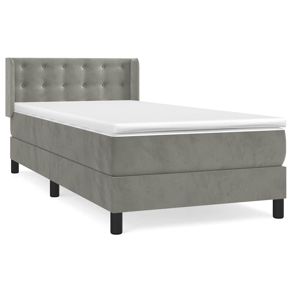 Box spring krevet s madracem svjetlosivi 100x200 cm baršunasti