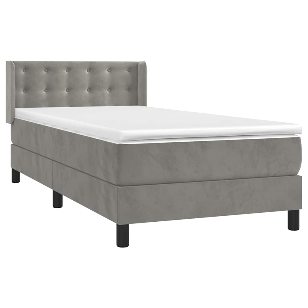 Box spring krevet s madracem svjetlosivi 100x200 cm baršunasti