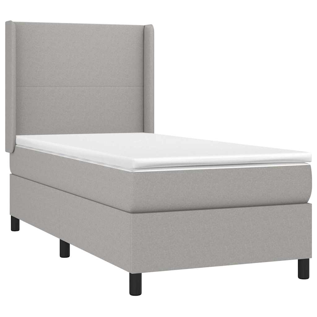 Box spring krevet s madracem svjetlosivi 90x190 cm od tkanine