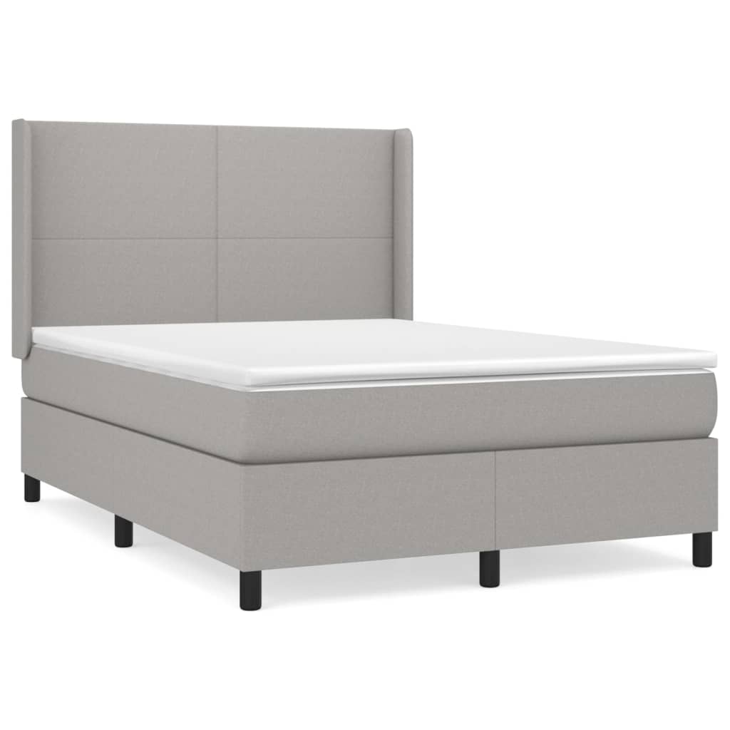 Krevet s oprugama i madracem svjetlosivi 140x190 cm od tkanine