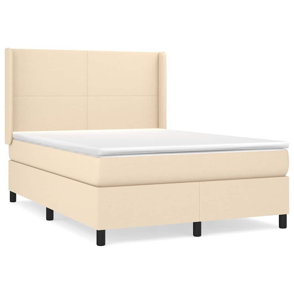 Krevet s oprugama i madracem krem 140 x 190 cm od tkanine
