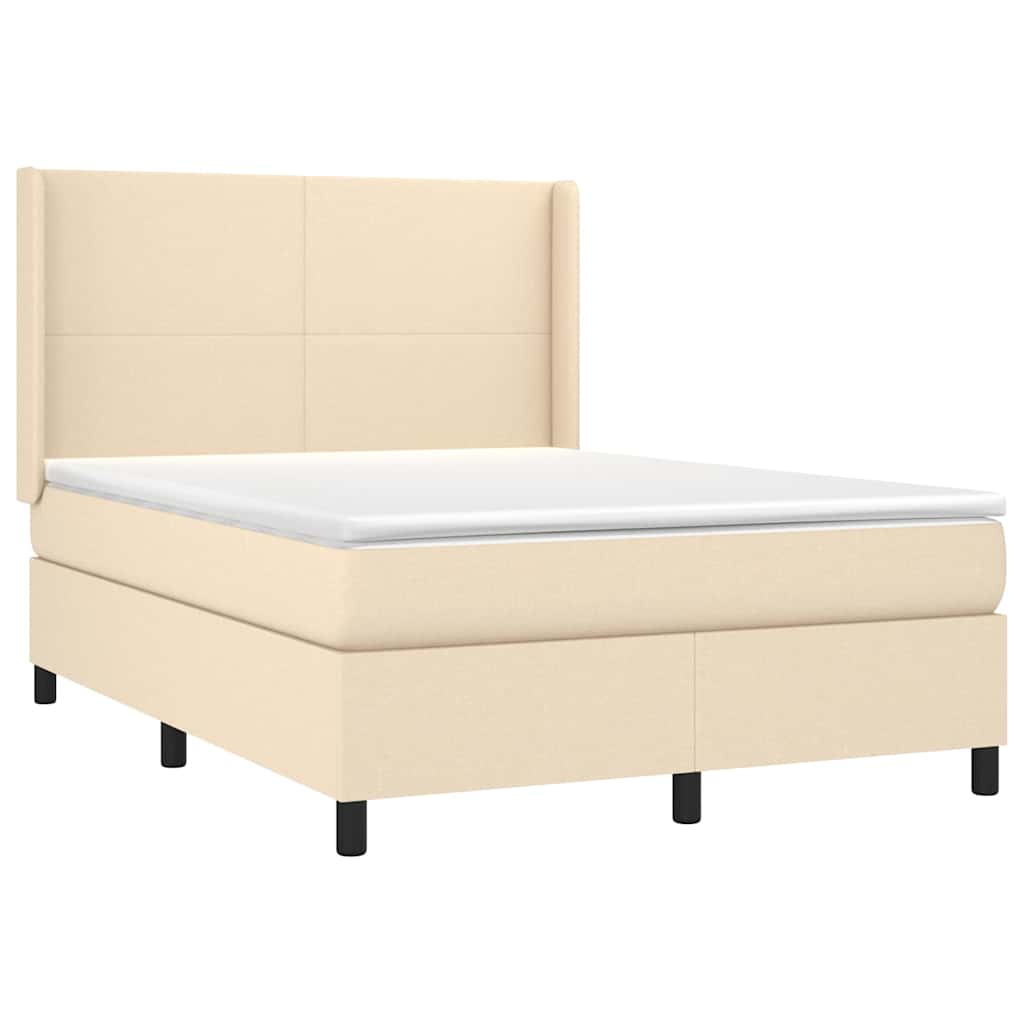 Krevet s oprugama i madracem krem 140 x 190 cm od tkanine