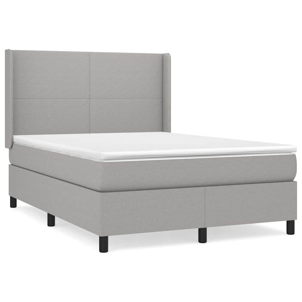 Krevet box spring s madracem svjetlosivi 140x200 cm od tkanine