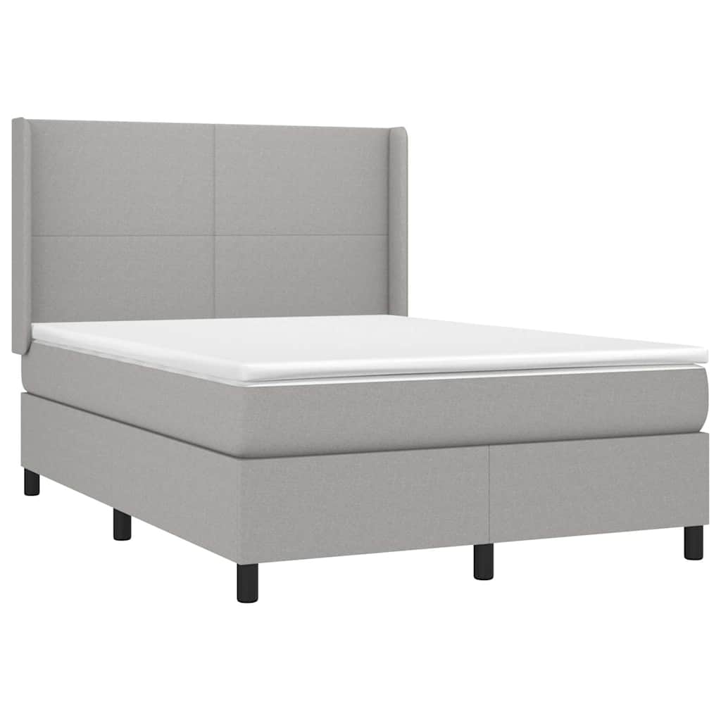 Krevet box spring s madracem svjetlosivi 140x200 cm od tkanine