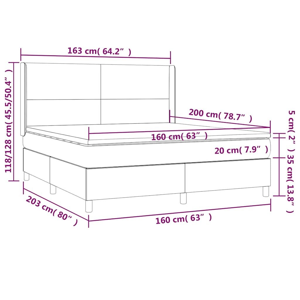 Krevet box spring s madracem svjetlosiva 160x200 cm tkanina
