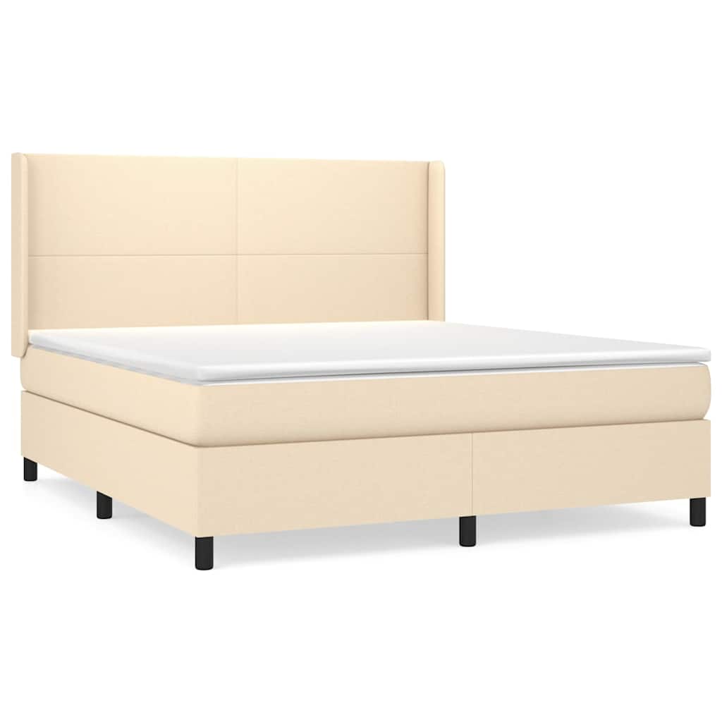 Krevet s oprugama i madracem krem 180x200 cm od tkanine