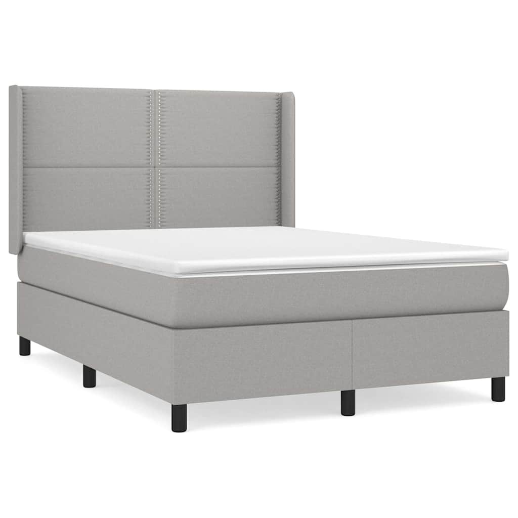 Krevet box spring s madracem svjetlosivi 140x200 cm od tkanine