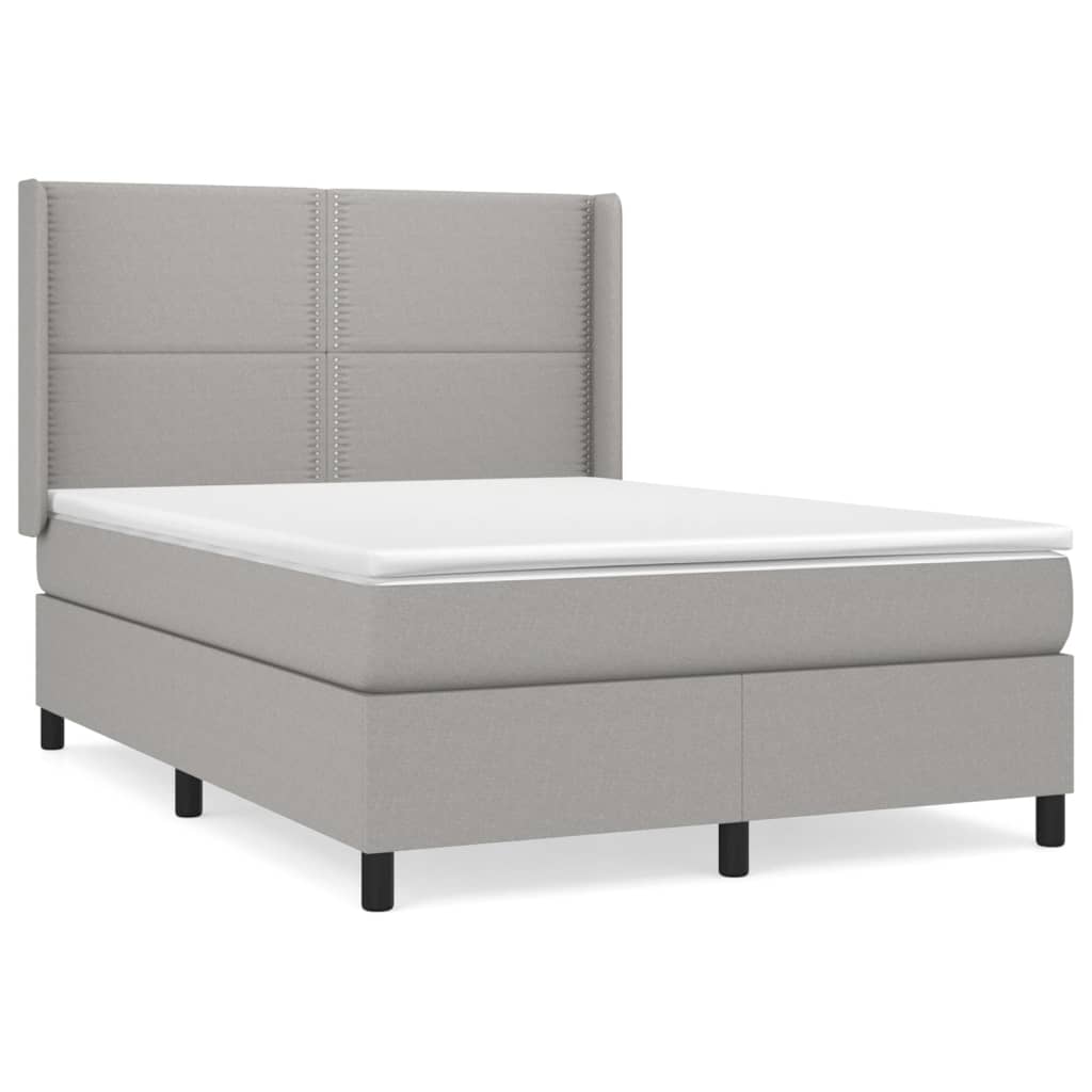 Krevet box spring s madracem svjetlosivi 140x200 cm od tkanine