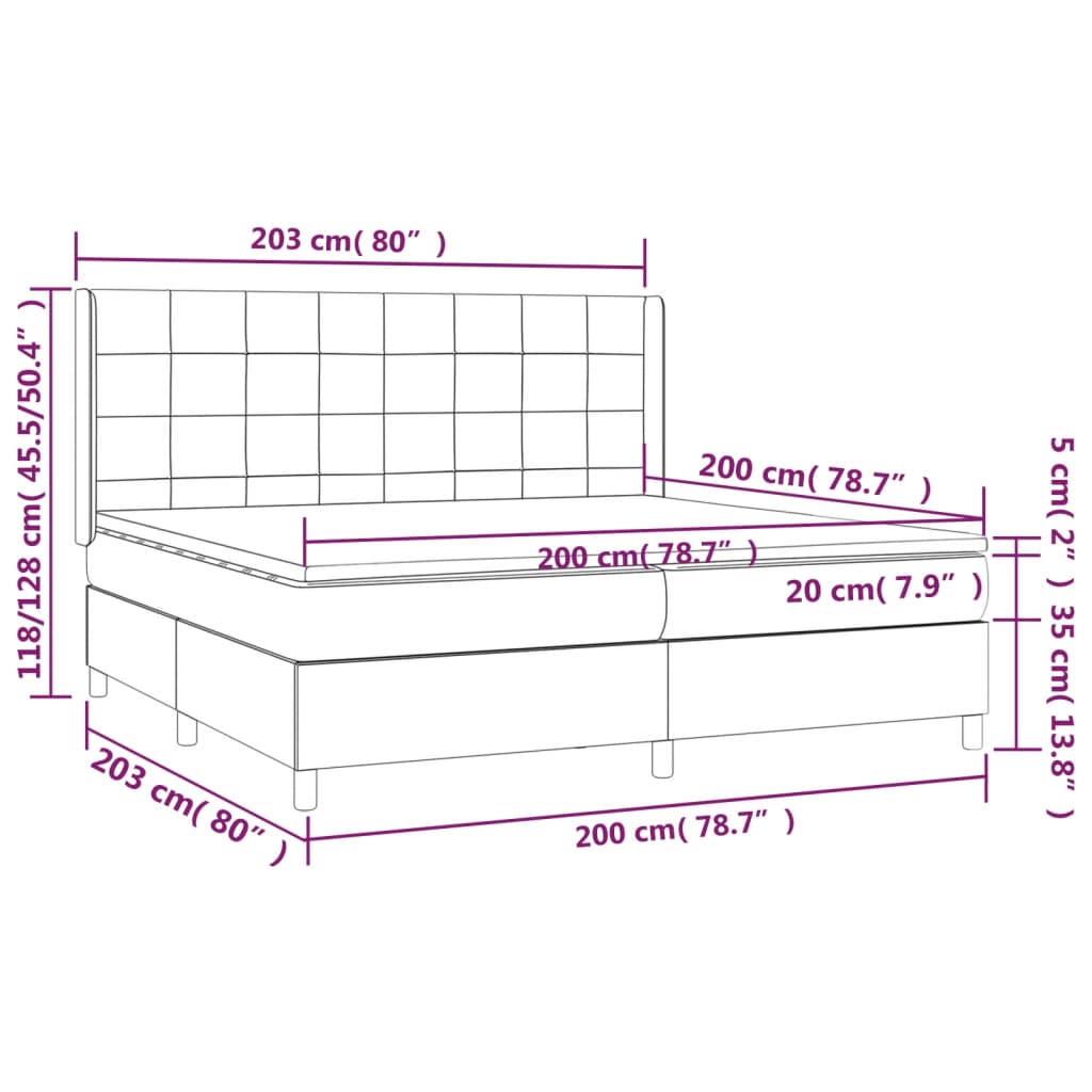 Krevet s oprugama i madracem krem 200 x 200 cm od tkanine