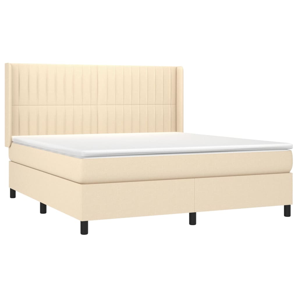 Krevet s oprugama i madracem krem 160x200 cm od tkanine