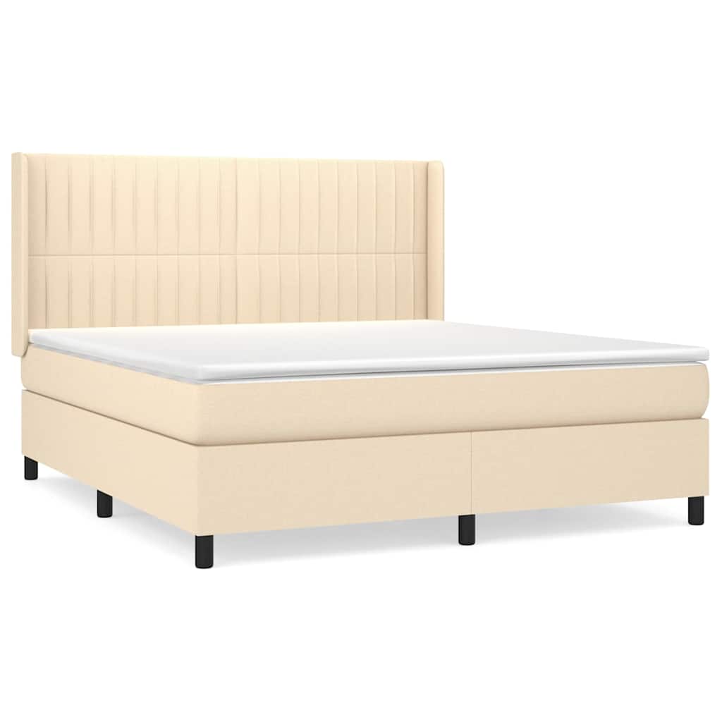 Krevet s oprugama i madracem krem 180x200 cm od tkanine