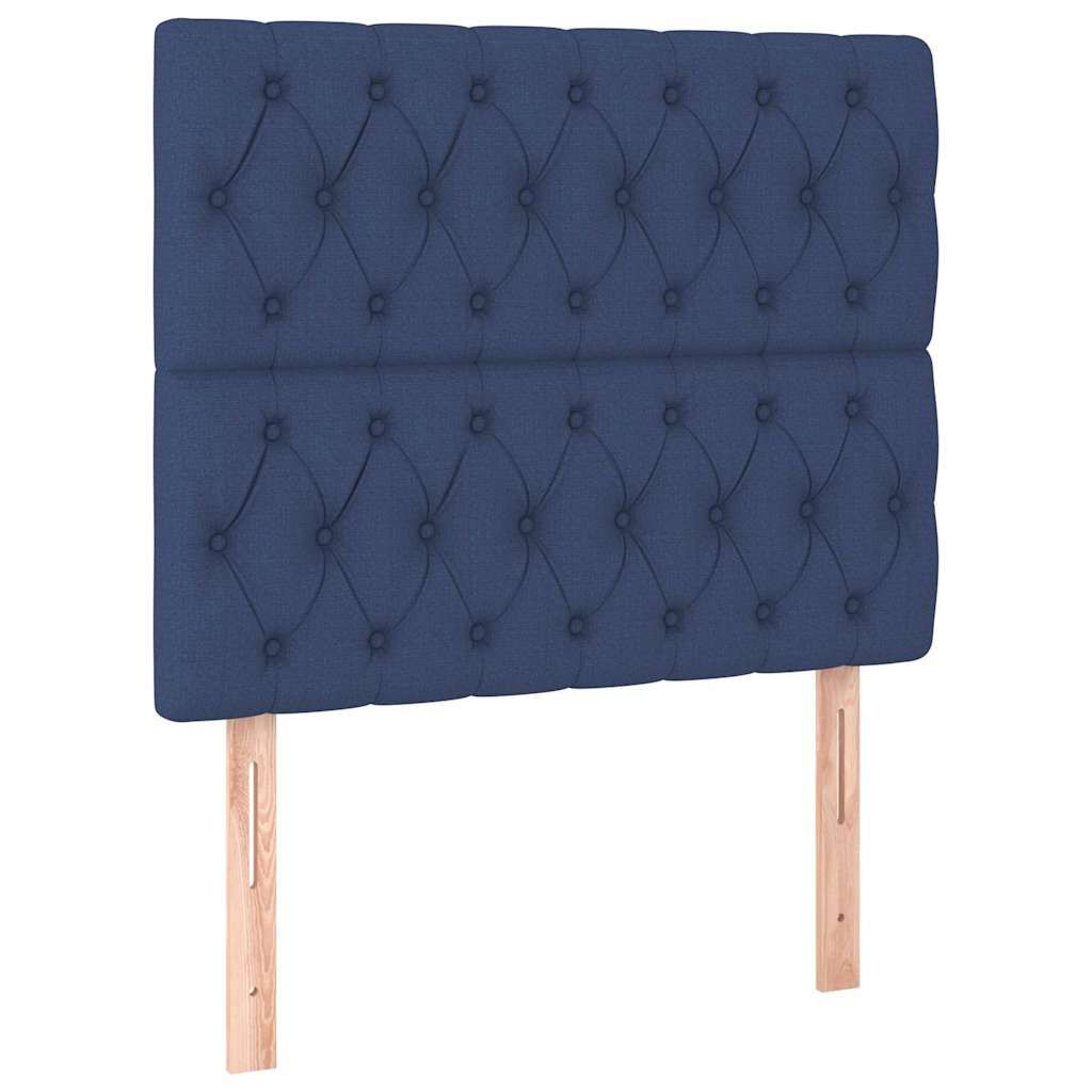 Krevet s oprugama i madracem plavi 100 x 200 cm od tkanine