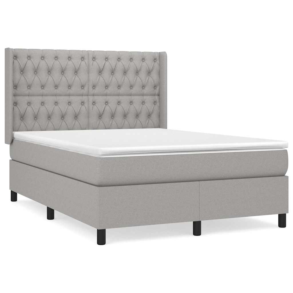 Krevet box spring s madracem svjetlosivi 140x200 cm od tkanine