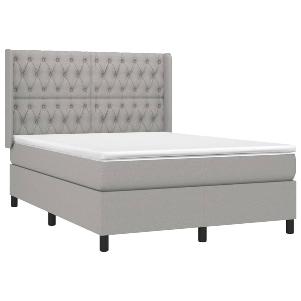 Krevet box spring s madracem svjetlosivi 140x200 cm od tkanine