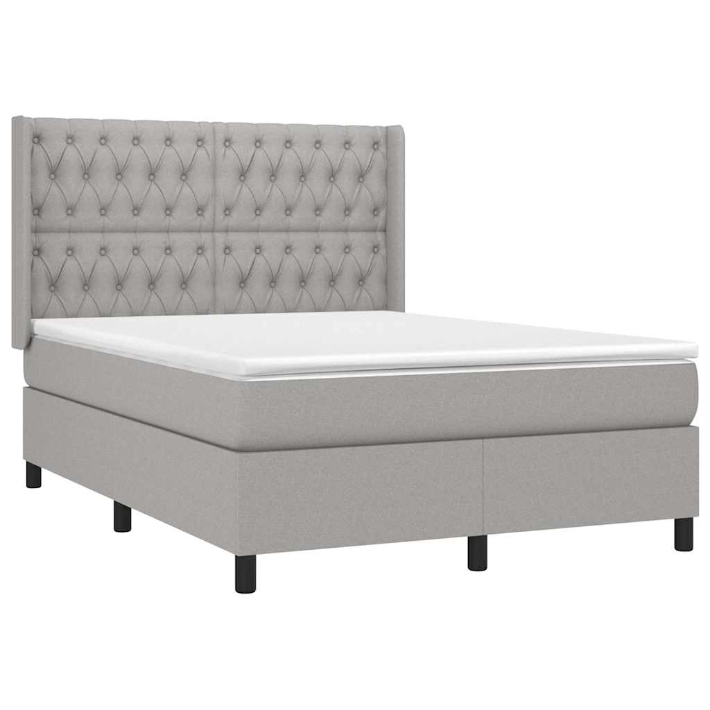 Krevet box spring s madracem svjetlosivi 140x200 cm od tkanine